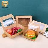 900 ml kraft paper fast food boxes packaging with transparent window