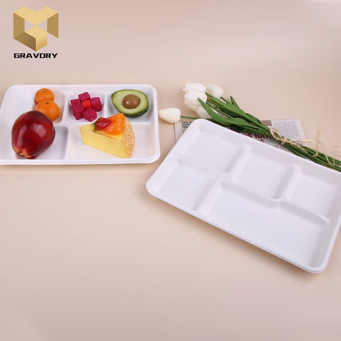 10 inch sugarcane bagasse lunch trays disposable compostable takeaway plates