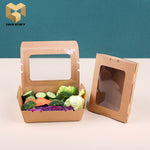 kraft paper lunch box 700ml disposable paper lunch box with window