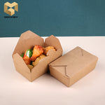 500 ml paper disposable takeaway food packaging kraft paper lunch with buckle