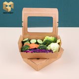 kraft paper lunch box 700ml disposable paper lunch box with window