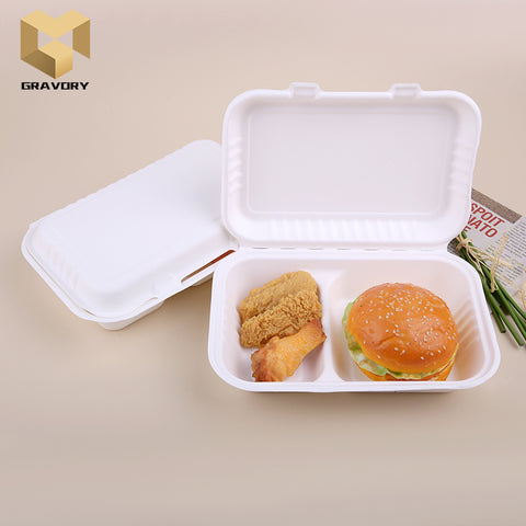 75 compostable Eco friendly sugarcane bagasse burger lunch boxes samples