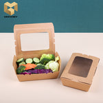 kraft paper lunch box 700ml disposable paper lunch box with window