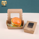 500ml food grade disposable kraft paper lunch salad packaging box with window