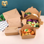 500 ml paper disposable takeaway food packaging kraft paper lunch with buckle