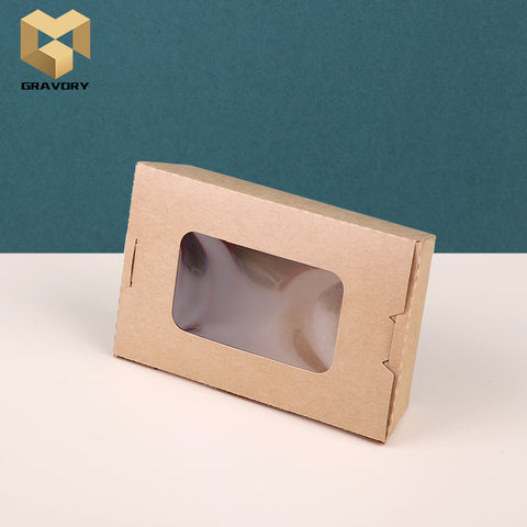 500ml food grade disposable kraft paper lunch salad packaging box with window