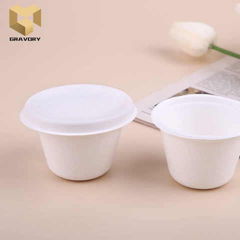 2 oz bagasse tableware packaging with lid sugarcane sauce cup