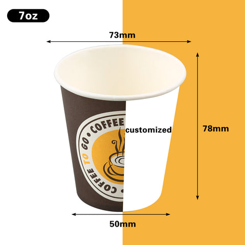 7 oz single wall paper cups customized personalized PE coated samples