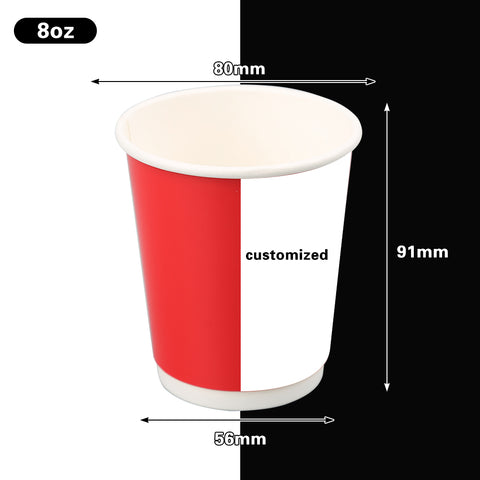 8 oz double wall paper cups biodegradable recycled food grade custom samples